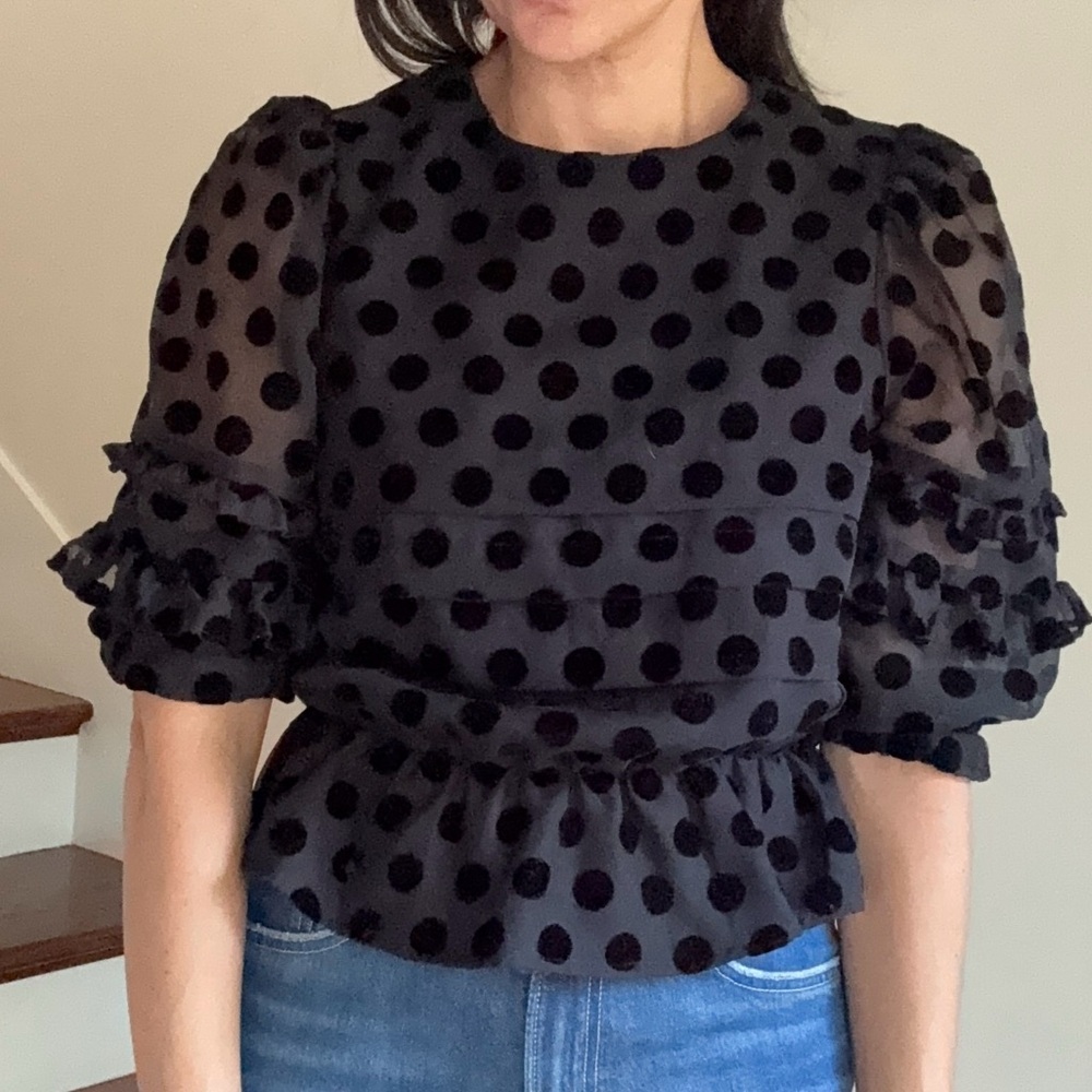 Corey Lynn Calter Black Polka Dot Blouse